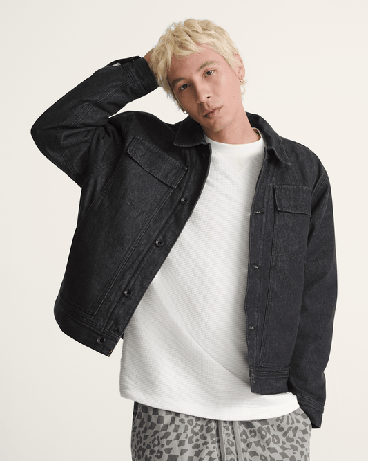 Premium Mcavoy Lined Trucker Jacket in Rinse Black | Vans discount