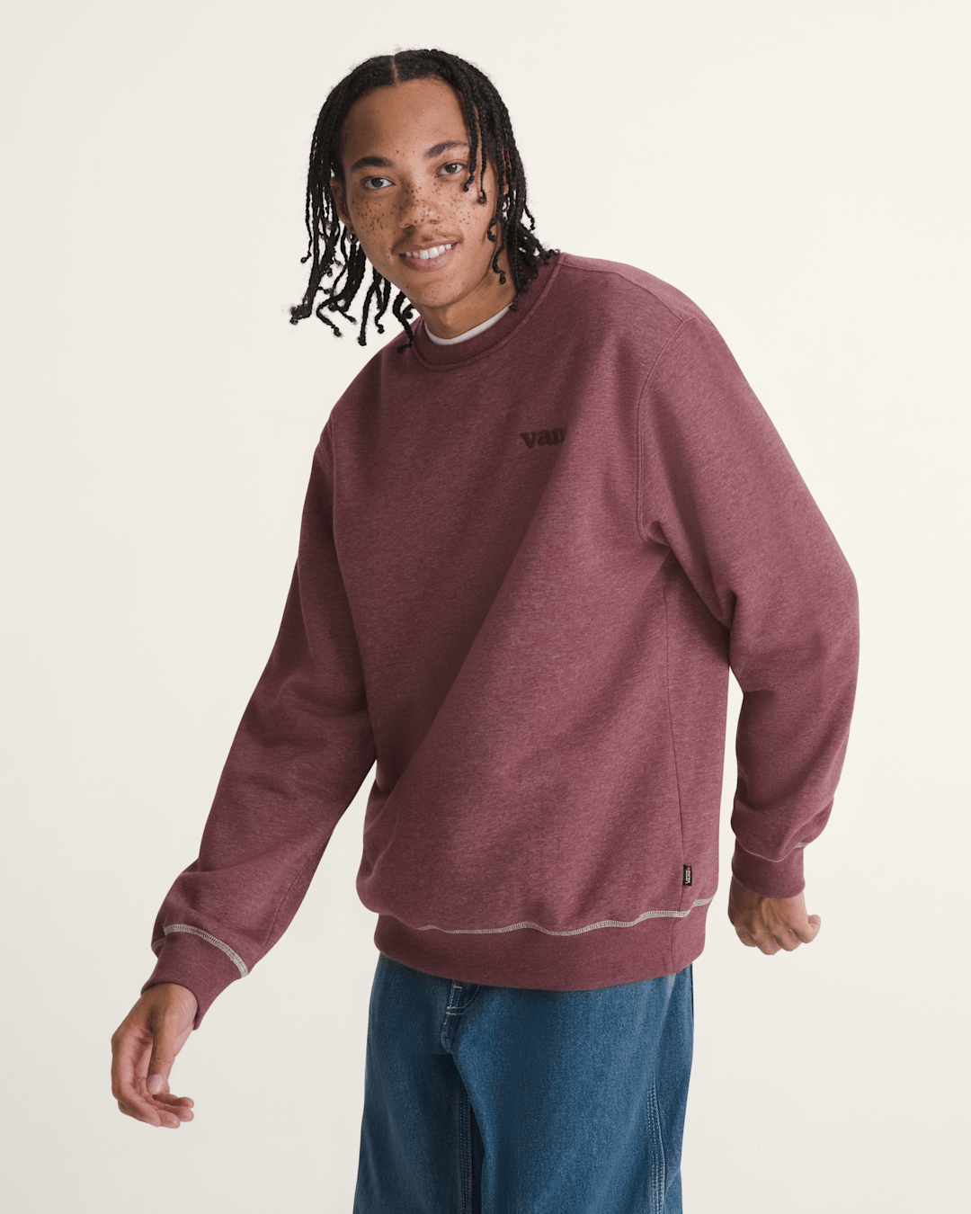 Vans 66 Crew Sweatshirt in Port Royale Red | Vans outlet