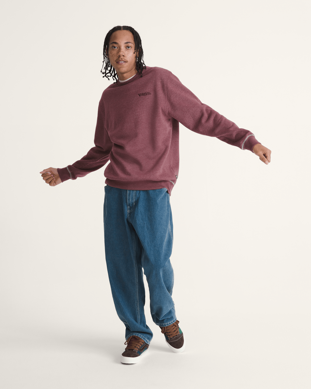 Vans 66 Crew Sweatshirt in Port Royale Red | Vans outlet