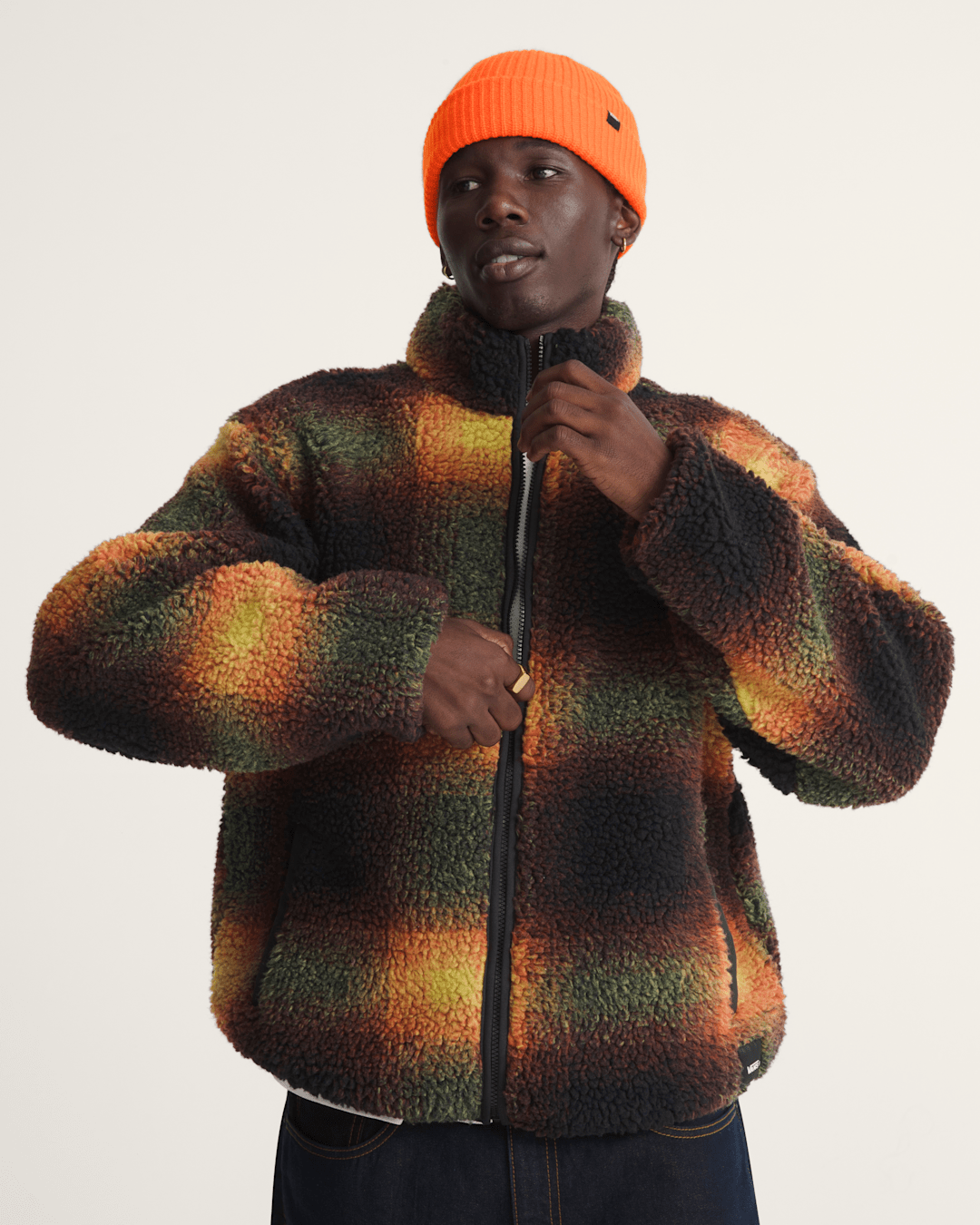 Heights High Pile Jacket in Green / Mustard Yellow | Vans near me