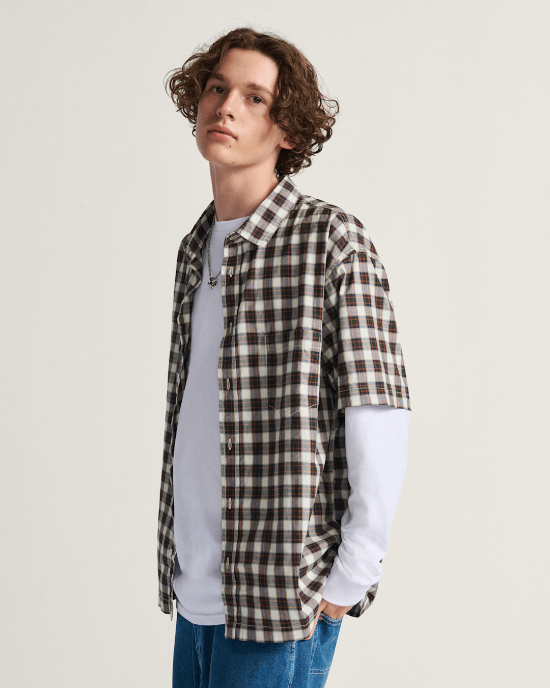 Monte Plaid Button Up Shirt in Egret White | Vans online