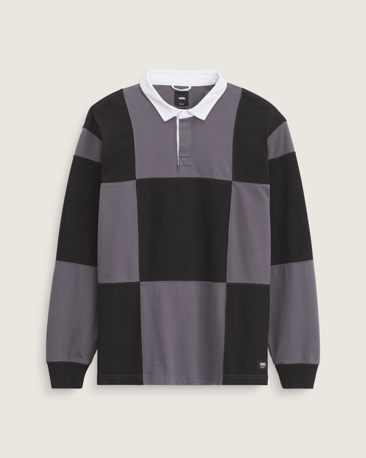 Grant Checkerboard Rugby Shirt in Black | Vans outlet