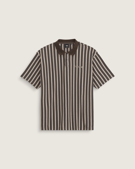 Layton Stripe Polo Shirt in Demitasse Brown | Vans near me
