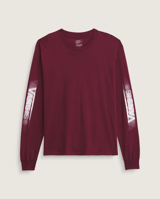 Blur Drop Long Sleeve T-Shirt in Burgundy | Vans outlet