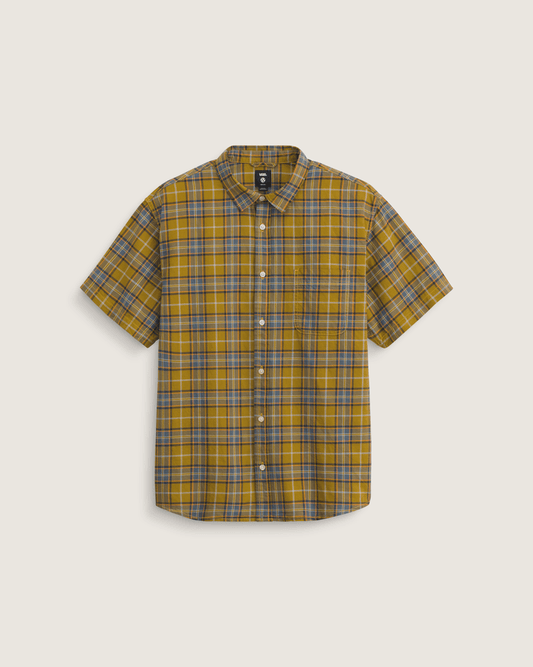 Lawson Plaid Button Up Shirt in Burnt Gold Yellow / Stormy Weather Blue | Vans outlet