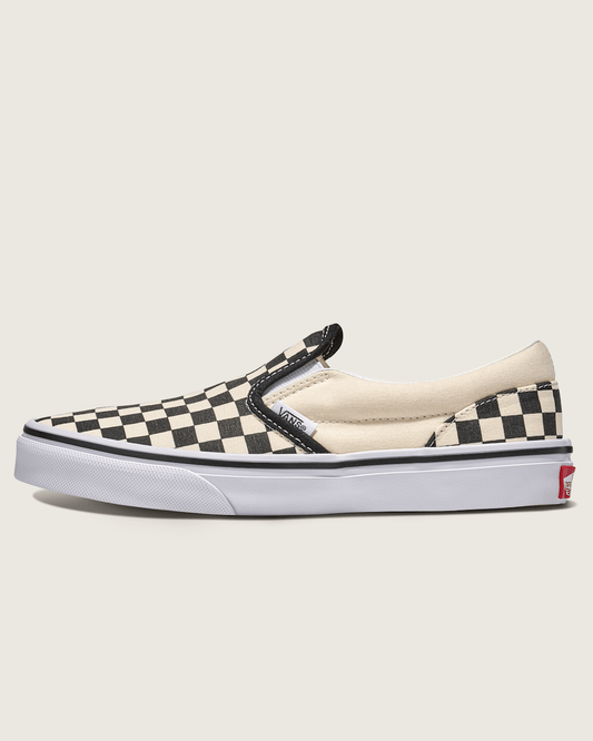 Big Kids Classic Slip-On Shoe in Checkerboard Black / White | Vans sale