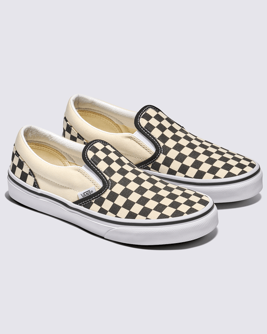 Big Kids Classic Slip-On Shoe in Checkerboard Black / White | Vans sale