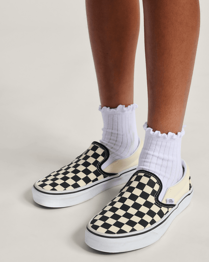 Big Kids Classic Slip-On Shoe in Checkerboard Black / White | Vans sale