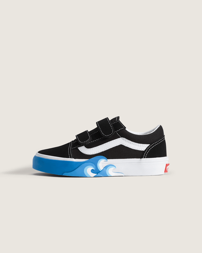 Little Kids Old Skool V Shoe in Black / Bright Azure Blue | Vans on sale