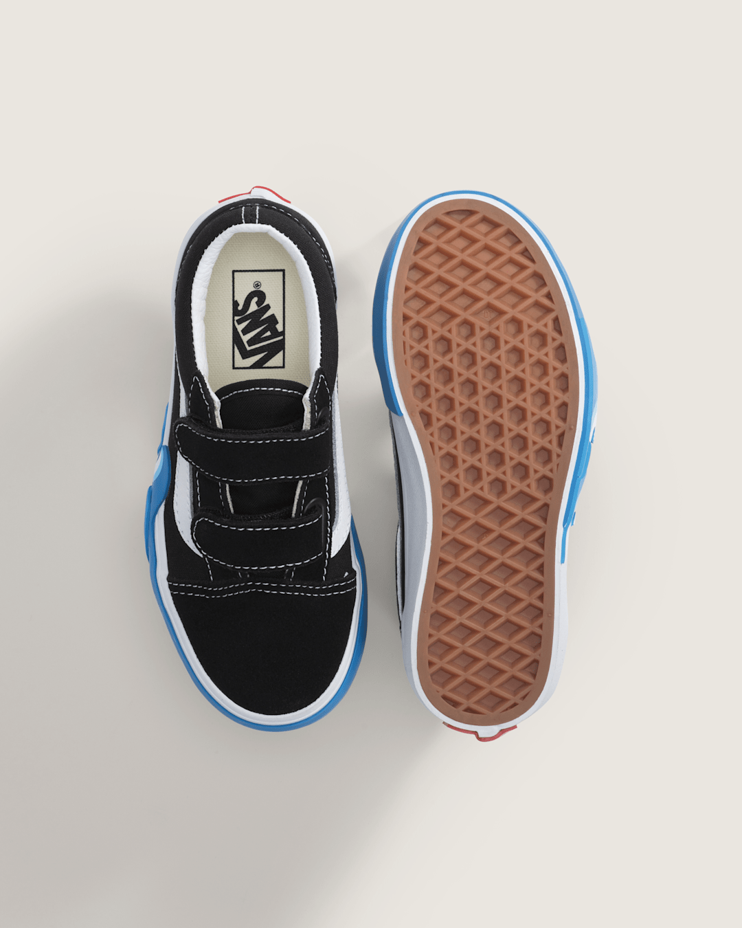 Little Kids Old Skool V Shoe in Black / Bright Azure Blue | Vans on sale