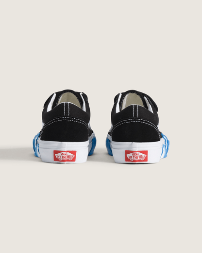 Little Kids Old Skool V Shoe in Black / Bright Azure Blue | Vans on sale