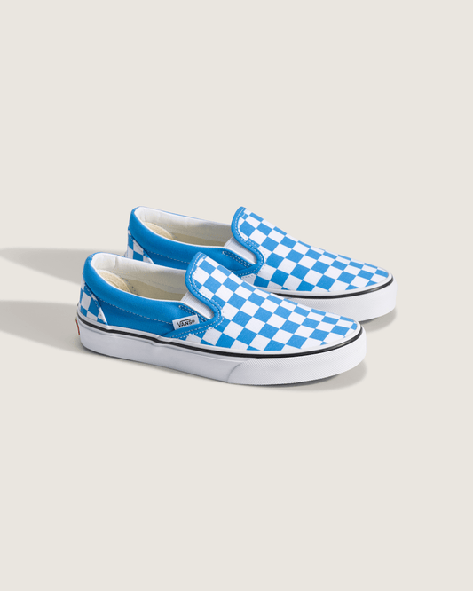 Big Kids Classic Slip-On Checkerboard Shoe in Checkerboard Bright Azure Blue | Vans sale