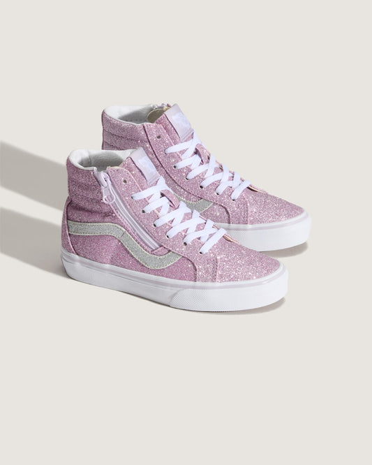 Little Kids Sk8-Hi Side Zip Shoe in Glitter Lilac Mist Purple | Vans on sale
