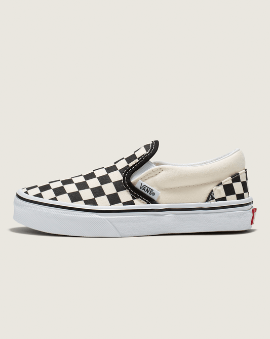 Kids Classic Checkerboard Slip-On Black/White Shoes | Vans discount