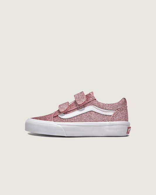 Little Kids Old Skool V Shoe in Glitter Rose Gold Pink | Vans on sale