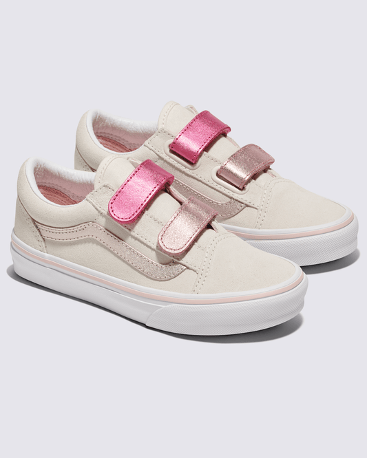 Little Kids Old Skool V Shoe in Marshmallow White / Metallic Pink | Vans online