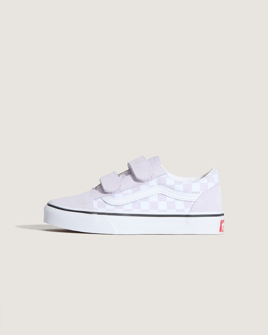 Little Kids Old Skool V Checkerboard Shoe in Checkerboard Lilac Mist Purple | Vans near me