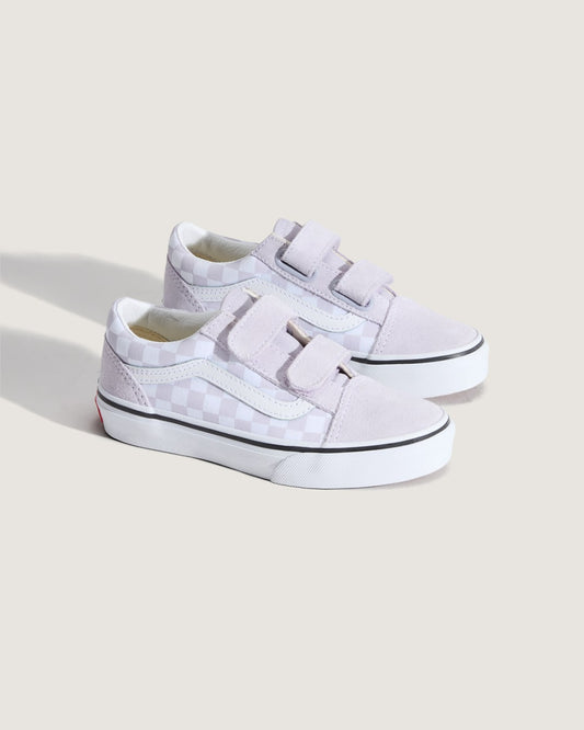 Little Kids Old Skool V Checkerboard Shoe in Checkerboard Lilac Mist Purple | Vans near me