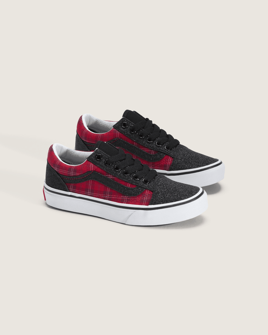 Little Kids Old Skool Shoe in Glitter Plaid Red / Black | Vans outlet
