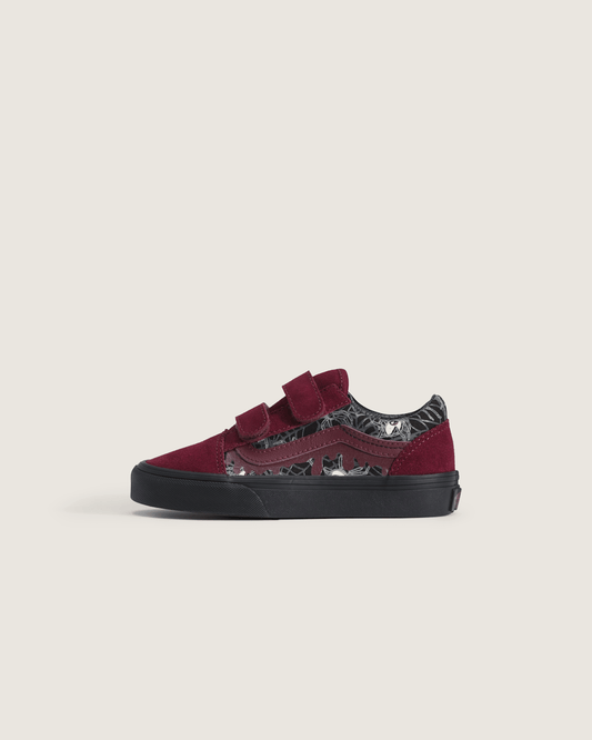 Little Kids Old Skool V Halloween Shoe in In the Shadows Black / Port Red | Vans near me