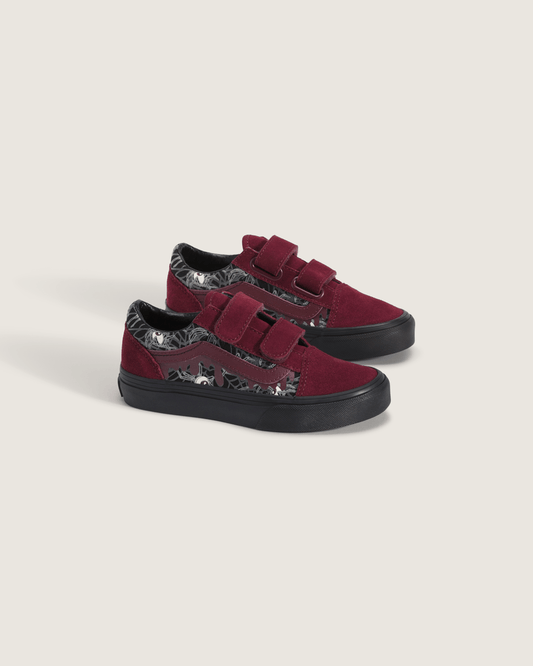 Little Kids Old Skool V Halloween Shoe in In the Shadows Black / Port Red | Vans near me