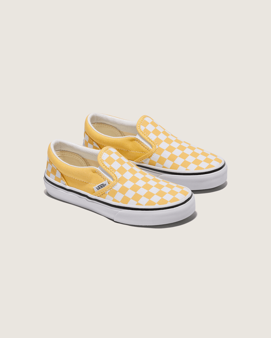Little Kids Classic Slip-On Checkerboard Shoe in Banana Cream Yellow / White | Vans online