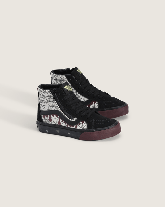 Little Kids Sk8-Hi Side Zip Halloween Shoe in In the Shadows Black / Port Red | Vans online