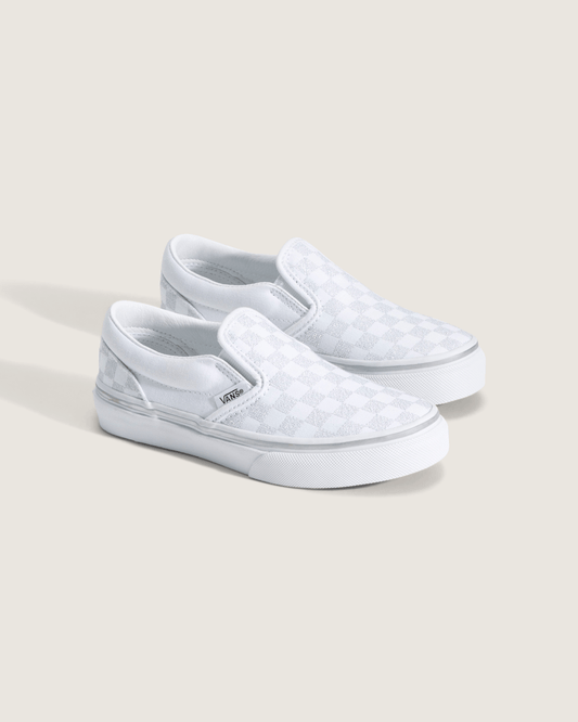 Little Kids Classic Slip-On Checkerboard Shoe in Checkerboard Silver Grey | Vans outlet