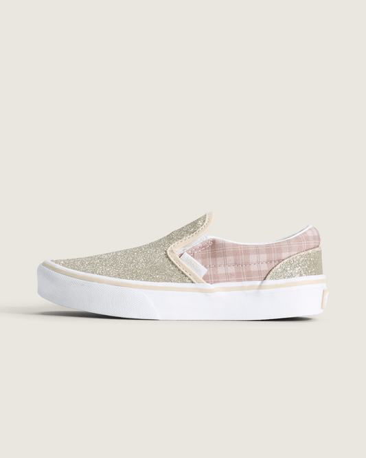 Little Kids Classic Slip-On Shoe in Glitter Plaid Incense | Vans near me