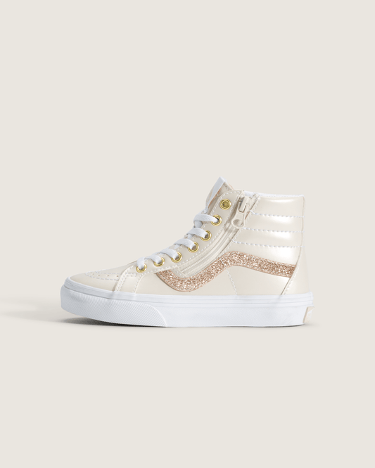 Little Kids SK8-Hi Side Zip Shoe in Dazzled Turtledove White | Vans on sale