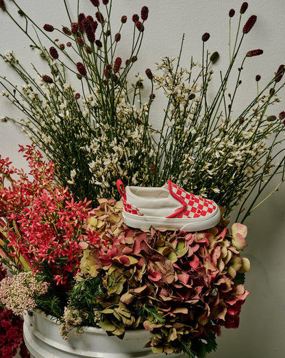 Toddler Classic Slip-On V Checkerboard Shoe in Checkerboard Racing Red / True White | Vans on sale