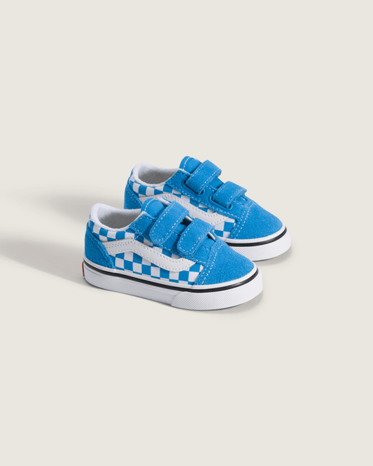 Toddler Old Skool V Checkerboard Shoe in Checkerboard Bright Azure Blue | Vans discount