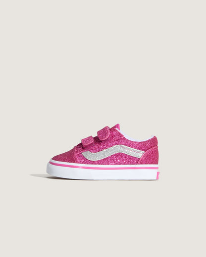 Toddler Old Skool V Shoe in Glitter Raspberry Rose Pink | Vans outlet