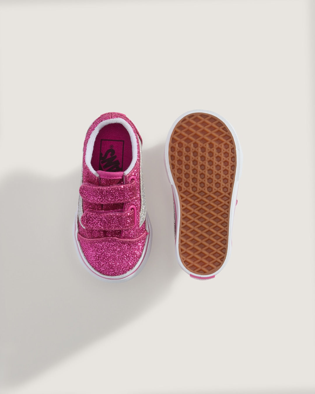 Toddler Old Skool V Shoe in Glitter Raspberry Rose Pink | Vans outlet