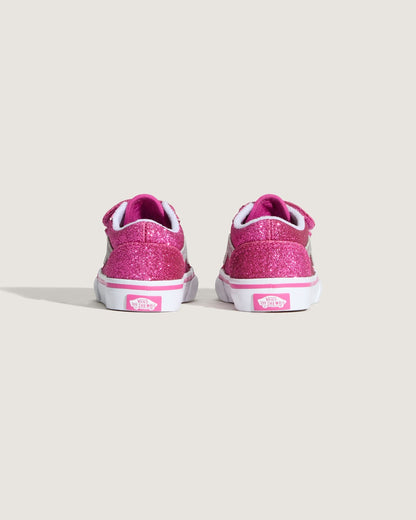 Toddler Old Skool V Shoe in Glitter Raspberry Rose Pink | Vans outlet