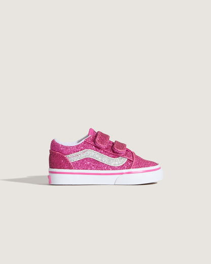 Toddler Old Skool V Shoe in Glitter Raspberry Rose Pink | Vans outlet