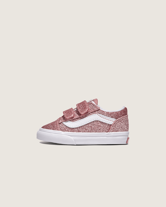 Toddler Old Skool V Shoe in Glitter Rose Gold Pink | Vans discount