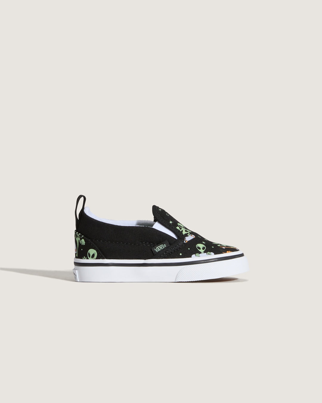 Toddler Classic Slip-On V Shoe in Black / Green | Vans online