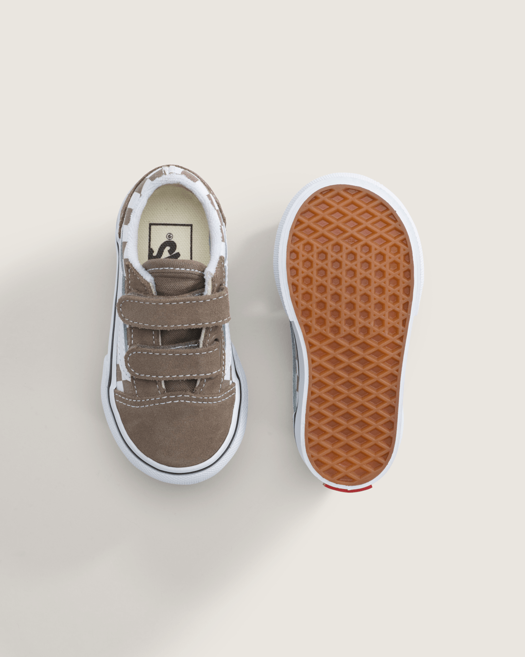 Toddler Old Skool V Checkerboard Shoe in Checkerboard Walnut Brown | Vans near me