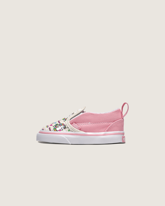 Toddler Classic Slip-On V Shoe in White / Pink | Vans sale