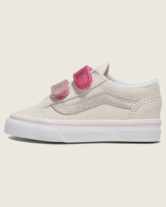 Toddler Old Skool V Shoe in Metallic Marshmallow White / Pink | Vans near me