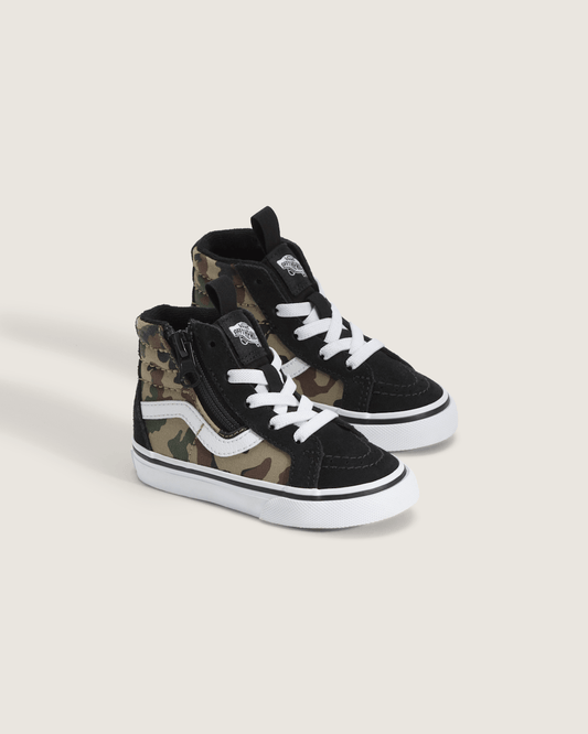 Toddler SK8-Hi Side Zip Shoe in Camo Black / Green | Vans sale