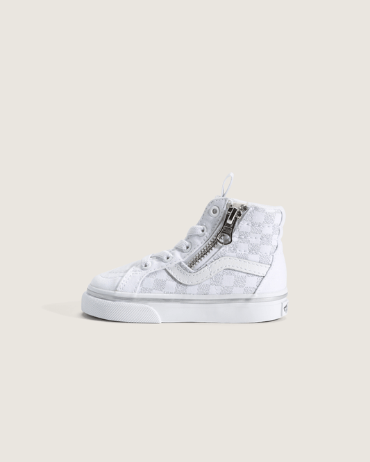 Toddler SK8-Hi Side Zip Checkerboard Shoe in Checkerboard Silver Grey | Vans outlet