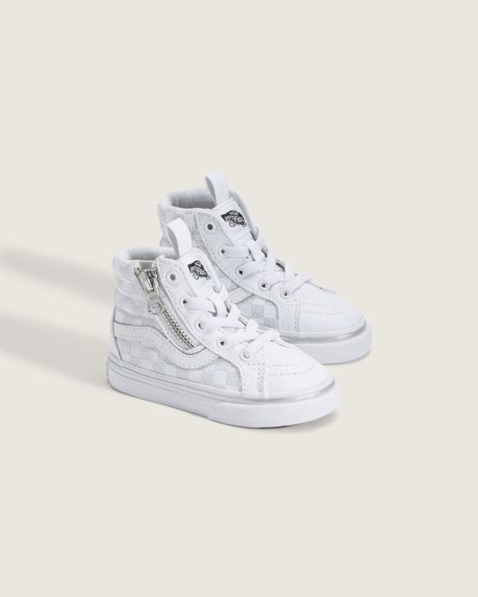 Toddler SK8-Hi Side Zip Checkerboard Shoe in Checkerboard Silver Grey | Vans outlet
