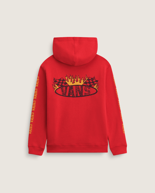 Kids Racing Flames Pullover Hoodie in Crimson Haze Red | Vans near me