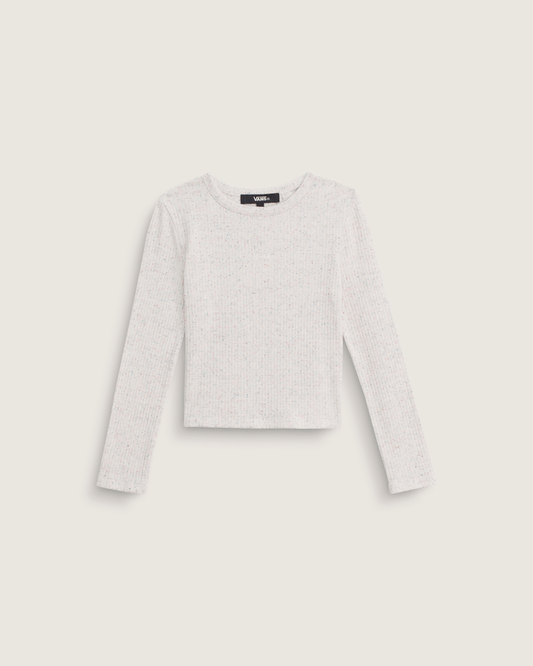 Kids Teri Confetti Rib Long Sleeve Shirt in Marshmallow White | Vans on sale