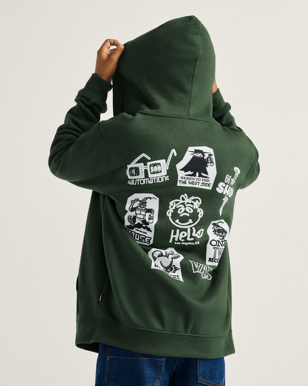 Kids Classified Zip Hoodie in Dried Kelp Green | Vans outlet