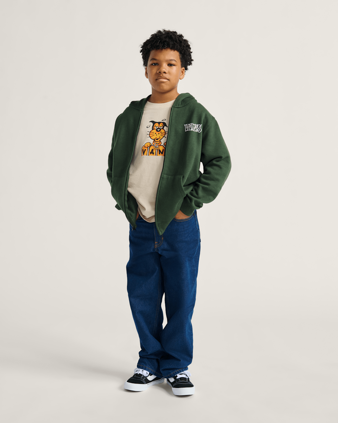 Kids Classified Zip Hoodie in Dried Kelp Green | Vans outlet
