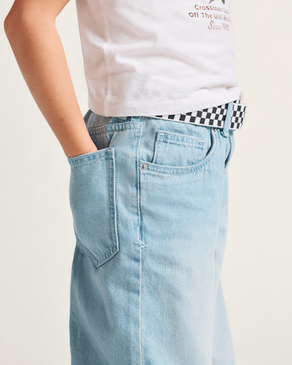 Kids Sirelle Denim Puddle Pants in Light Stonewash Blue | Vans outlet