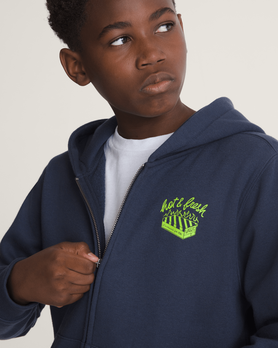 Kids Hot and Fresh Full Zip Sweatshirt in Parisian Night Blue | Vans on sale